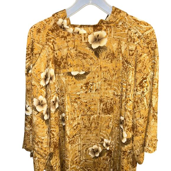 New! We be bop Hibiscus tripe Brown plus size floral tunic top boho y2k 4X - Picture 9 of 11